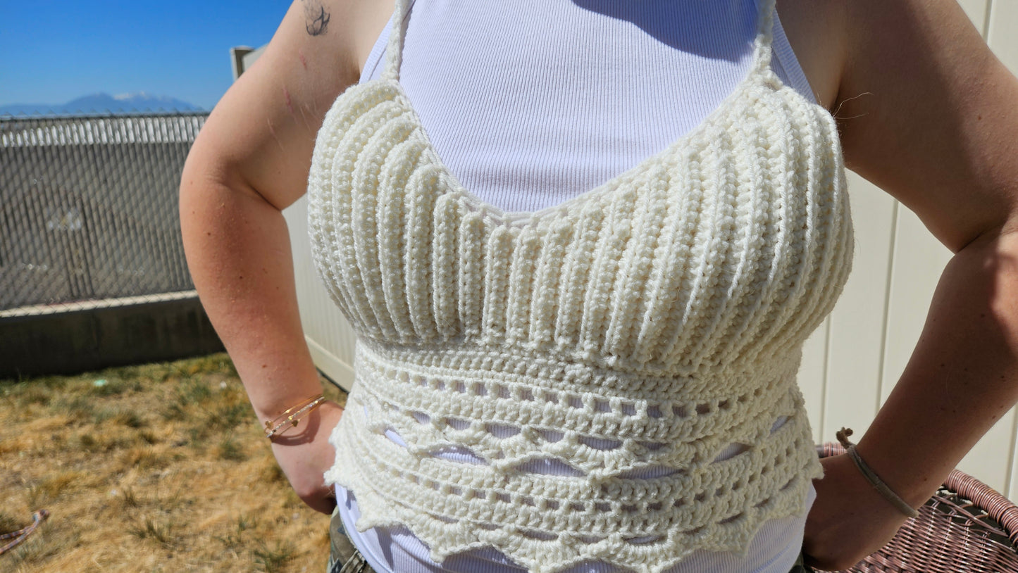 Ribbed lace crochet top